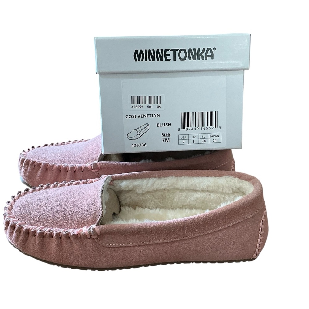 Minnetonka Moccasin New In Box Women's Cosi Venetian Suede Slippers Blush Size 7